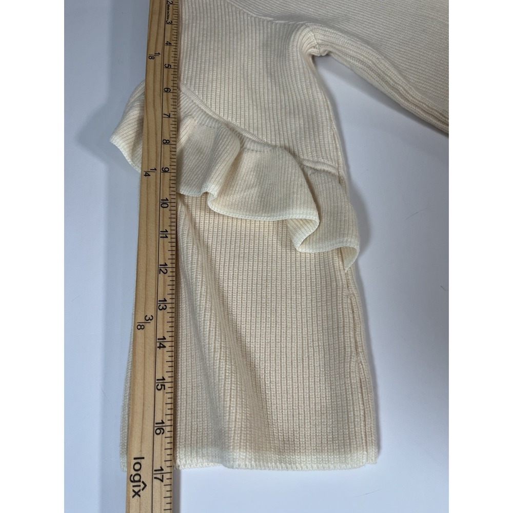 Tory Burch Ashley Ruffled Bell Sleeves Pullover Knit Sweater Wool Ivory Small - Picture 9 of 10